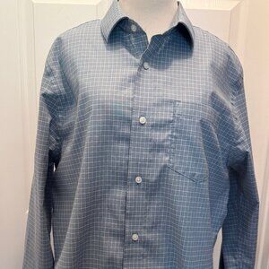 Banana Republic Men's Long Sleeve Dress Shirt, Size L, Blue w/ Black & White